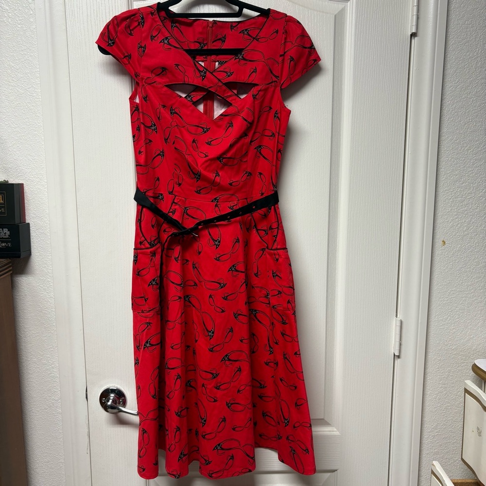 Voodoo vixen retro cat eye glasses swing dress small
